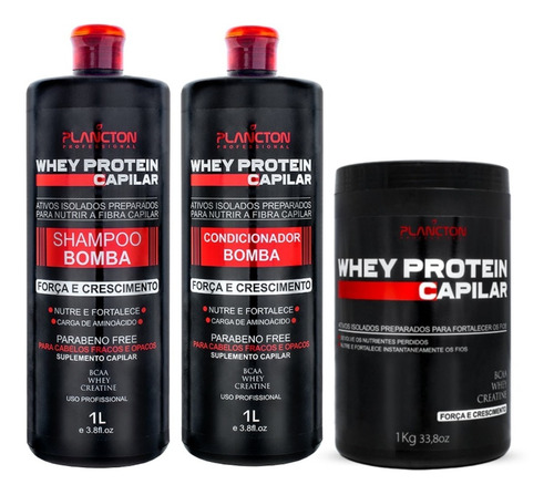 Kit Força E Crescimento Whey Protein Capilar Plancton 