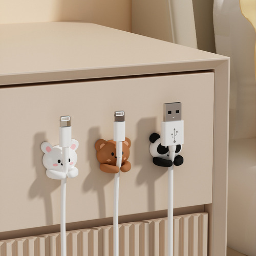 Bonito Organizador De Cables De Escritorio, 3 Clips Enrollad