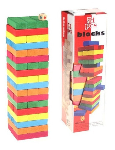 Jenga Yenga Torre Colores Madera 54 Piezas Juguete Mediano