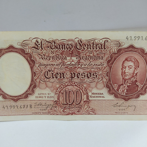 Antiguo Billete 100 Pesos Moneda Nacional Bottero 2054 #2 (Usado)