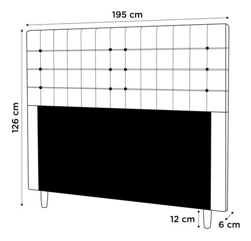 Cabeceira Cama Box King Size Parisis 195cm Sintético Branco