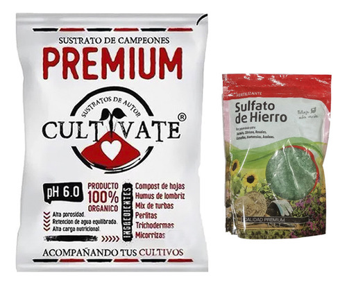 Sustrato Cultivate Premium 80lts Sulfato De Hierro Lj 1kg