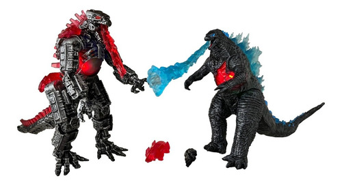 Imagen 2 de 4 de Godzilla & Mechagodzilla Articulado Con Luz 18 Cm Alto