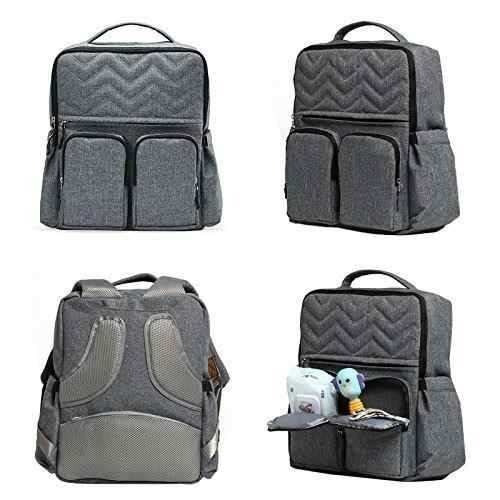 Pañalera Soho  Backpack New York Chevron 5pcs Set Gris