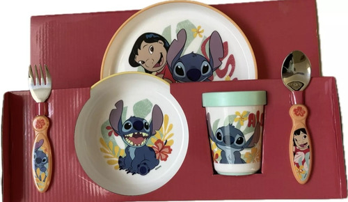 Juego De Vajilla Infantil Disney Stitch 5 Pz Blanco Stitch Stitch
