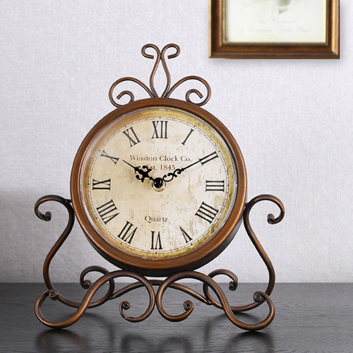Reloj De Mesa Silencioso Con Pilas Vintage Retro Hierro Orna