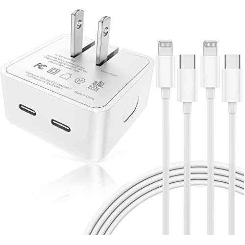 [apple Mfi Certified] Fast Dual Usb C Phone Charger Block Wi