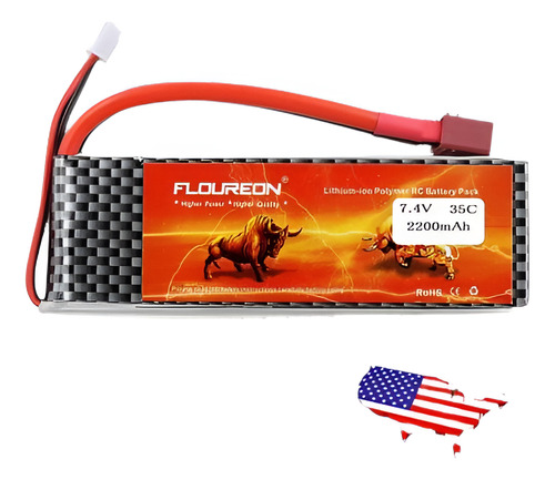 Floureon 2s 7.4v 2200mah 35c T Enchufe Lipo Rc Batería Para 