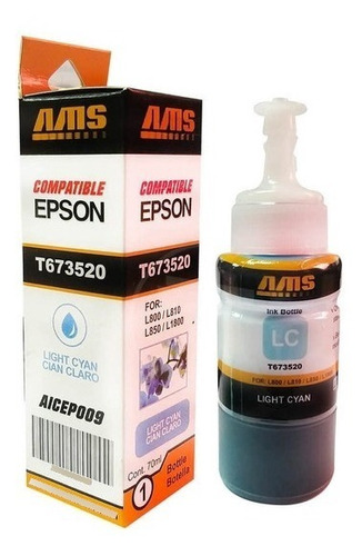 Tinta L800 L810 L850 L1800 Cian Claro 70ml Ams