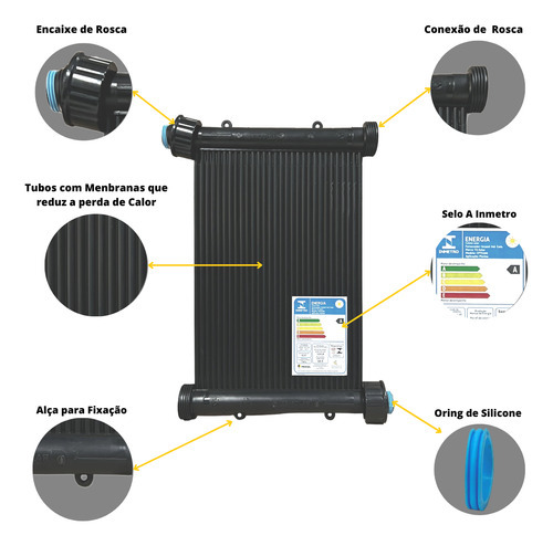 Kit Aquecedor Solar Piscina 6 Placas 3 Metros Ts-solar Rosca