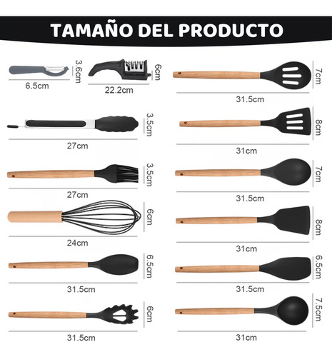 Set De 31 Utensilios De Cocina De Silicona Y Cuchillos