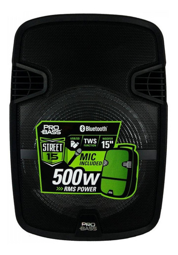 Parlante Pro Bass Street 15 portátil con bluetooth negro
