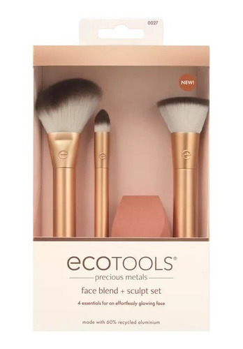 Ecotools Precious Metals Face Blend+sculpt Brush & Sponge 4p