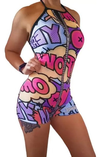 Catsuit Corto Enterito Fanaticas Del Entrenamiento Push Up Comic 1