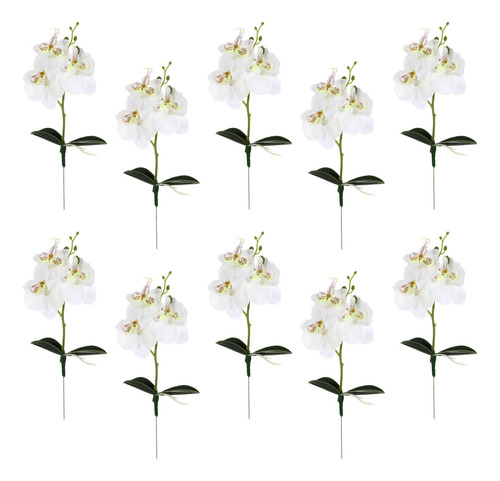 10 Unidades De Orquídeas Artificiales, Tallo De Flores Reali