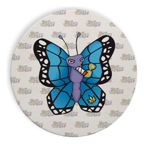 4 Posavaso Ceramica Diseño Mariposa