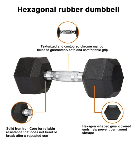 Mancuernas De Caucho Gym 20 Kilos Total Hexagonal Importadas