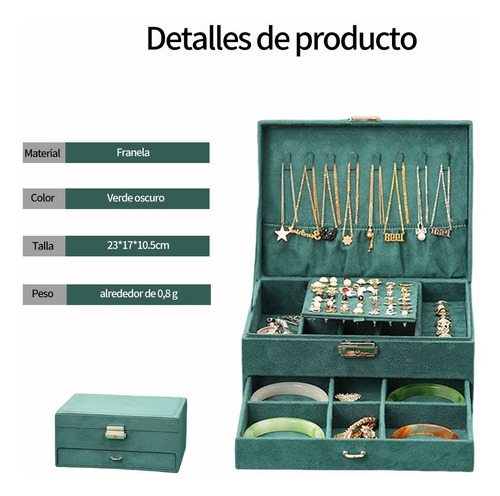 Imagen 2 de 8 de Estuche Caja Joyería Retro Multifuncional Grand Capacidad