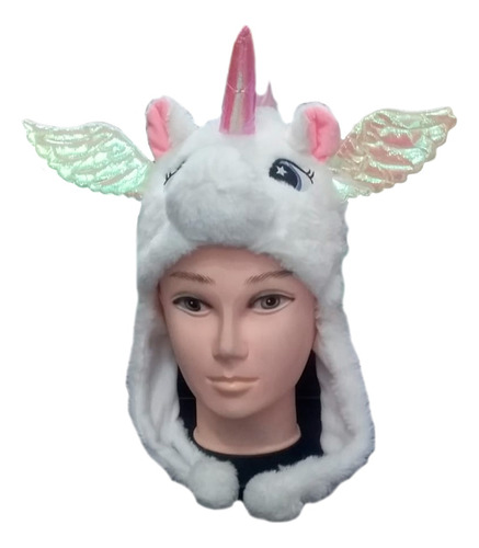 Gorro Con Orejas Felpa  Unisex  Niños Unicornio Blanco