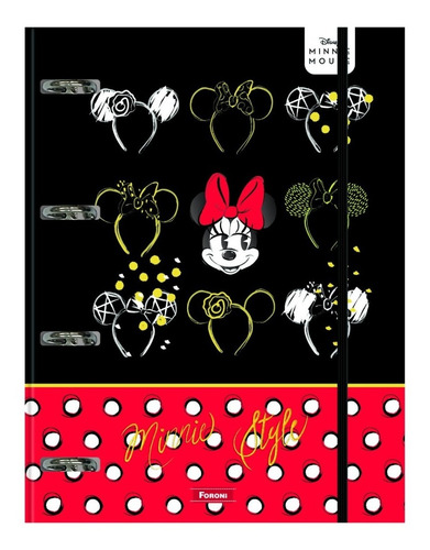 Imagem 1 de 2 de Fichário Cartonado C/ Elástico Minnie Mouse Vintage