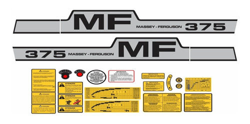 Kit Adesivos Trator Massey Ferguson Mf 375 Mod02  Completo