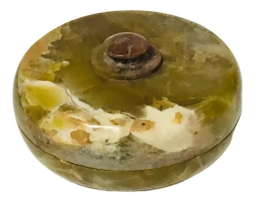 Cofre De Piedra Onix Tallado A Mano Mide 15 Cm Diámetro 