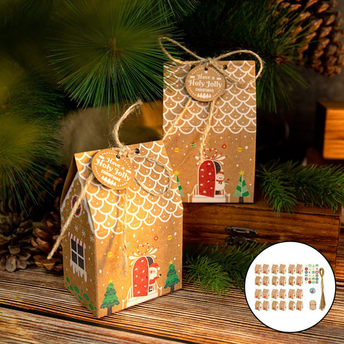 Imagem 7 de 10 de Caixas De Presente De Papel Kraft De Natal Floco De Neve