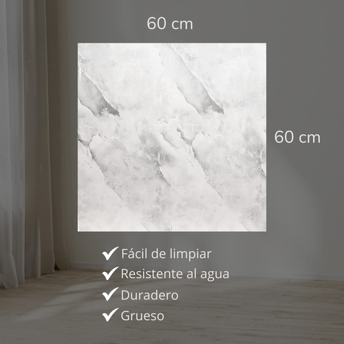 Pegatina 12pz Plancha Para Pared 60x60cm Tipo Marmol 4.3m2 Gris