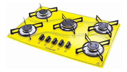 Fogão Cooktop 5q Color Amarelo Safanelli 5 Bocas Promoção