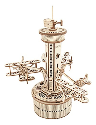 Rokr 3d Wooden Puzzle Airplane Tower Music Box - Kit De Cons