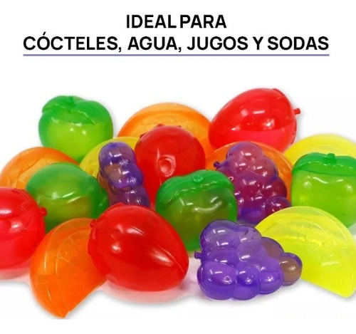12 Cubos De Hielo De Plastico En Forma De Fruta Multicolor