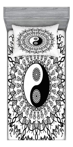 Ambesonne Ying Yang Juego De Sabanas Ajustables Y Funda De