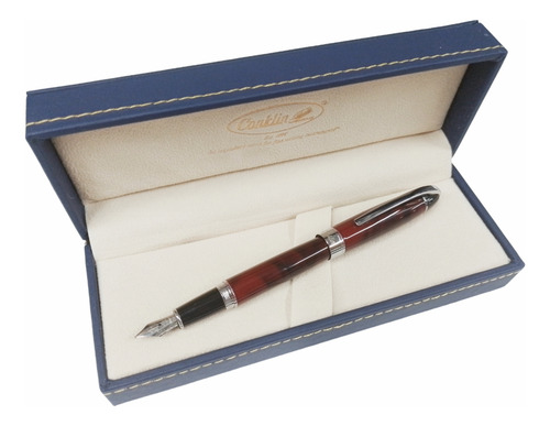 Pluma Conklin Victory Ruby Red Lacquer Trazo M Tinta Azul Y Negro