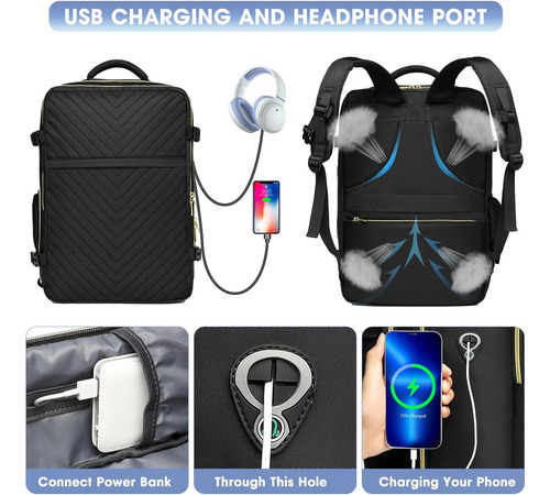 Mochila Para Computadora Portatil Luocip Color Negro