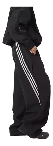 Trendy Striped Loose Straight All Match Wide Leg Ski Pants