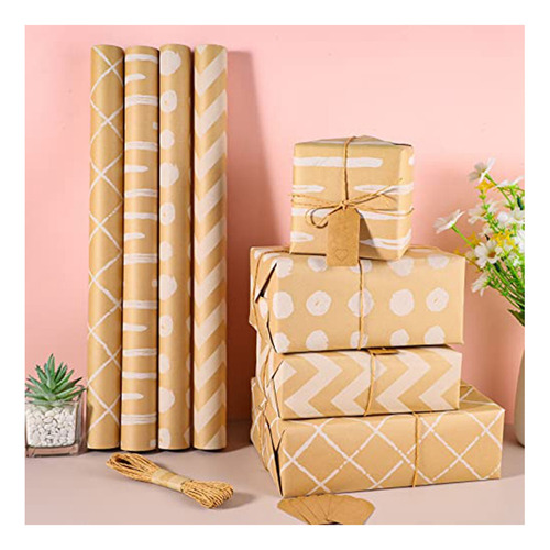 Juego De 4 Rollos De Papel Para Envolver Regalos, 43 X 300 C
