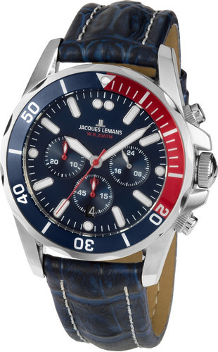 Reloj Jacques Lemans Hombre 1-1907zb Azul Color del bisel Azul con Rojo