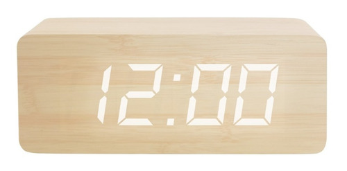 Reloj Despertador Extra Grande Led Digital (fecha/temp)  Color Madera Blanco