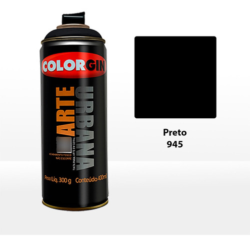 Tinta Spray Preto Arte Urbana - Colorgin 400ml