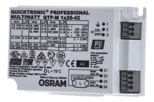 Balasto Electronico Qtm 1x26-42w Apto Desde 18w Osram Multi