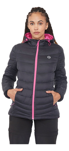 Parka Outdoor Mujer Contraste Nylon Reciclado Negro Corona