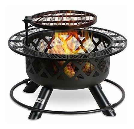 Brasero De Leña Con Parrilla Para Cocinar, 32 PuLG, Negro