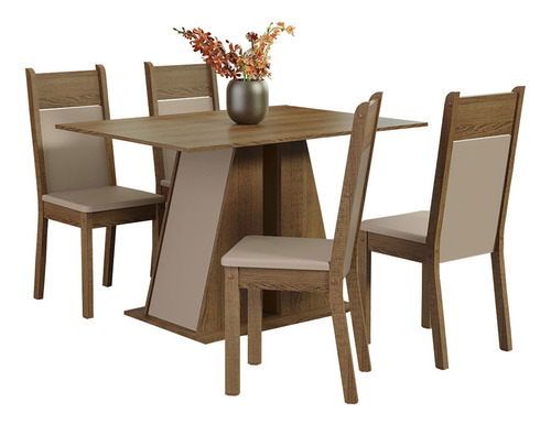 Juego De Comedor Vekka Angela Morello 4 Sillas Color Marrón Claro Diseño De La Tela De Las Sillas Liso