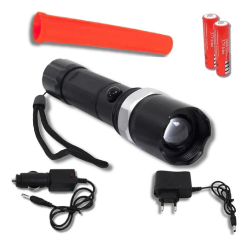 Lanterna Tática Led Cree Q5 Zoom Recarregável Potente Lanterna Preto Luz Branco