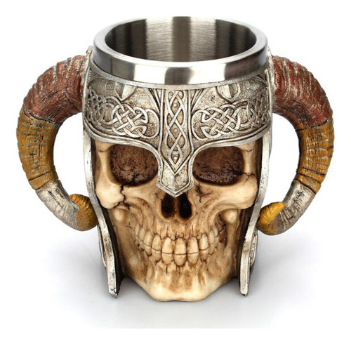 Taza Jarra Calavera Nórdica Medieval Cerveza Café Té Vikinga