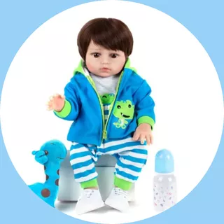 Boneco Bebe Reborn Menino Girafa Silicone 48cm Original Fofo