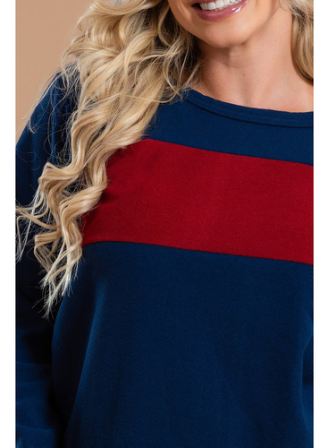 Pijama Feminino Soft Inverno Marinho Com Bordô
