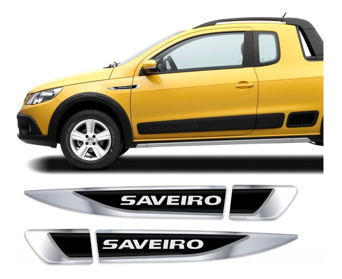 Emblemas Adesivo Aplique Laterais Vw Saveiro Resinado 3d Par