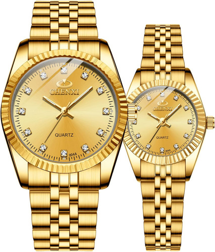 Mastop Pareja Relojes Marca Suiza Reloj Dorado Hombres Mujer