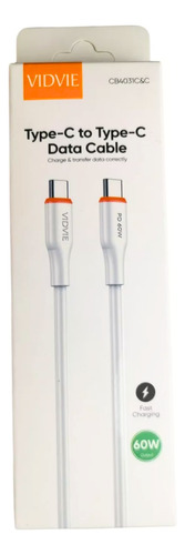 Cable Carga De Usb C A Usb C Pd 60w 1 Metro Marca Vidvie Bl